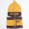 Kids Baby warm knitted hats neck warmer set with applique